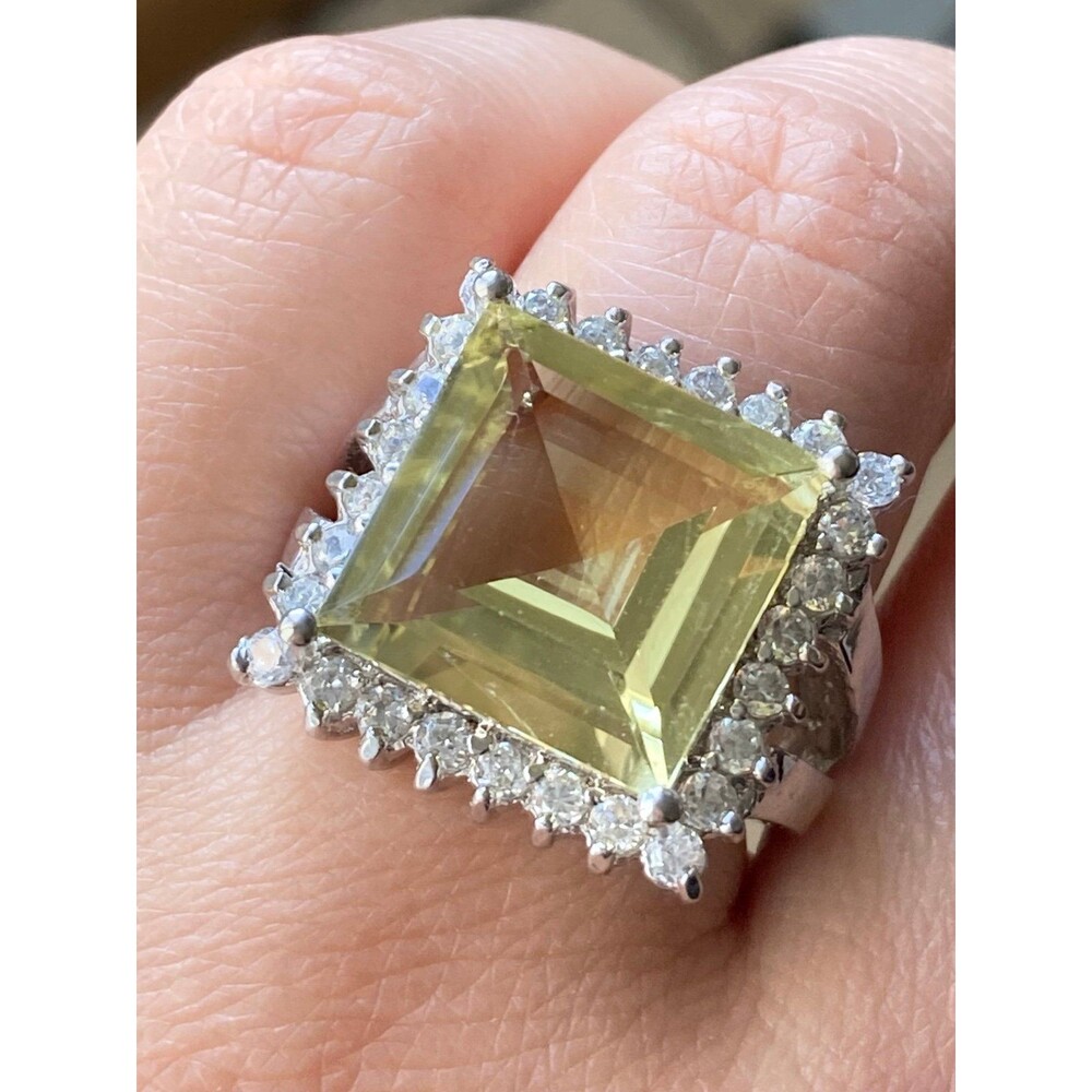 ADI 925 sterling silver huge cz cocktail ring size 6